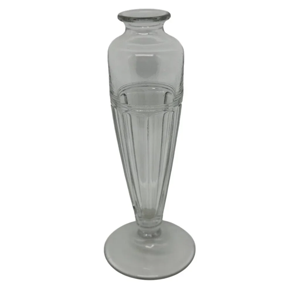 VTG MCM‎ Fluted Glass Bud Vase Tall Pedestal Ribbed Stem Flower Decor Timeless